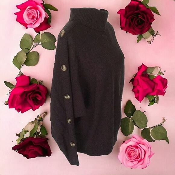 Nordstrom Beach Lunch Lounge Sweater Women’s Large Purple Button Sleeve Pullover - Picture 1 of 11